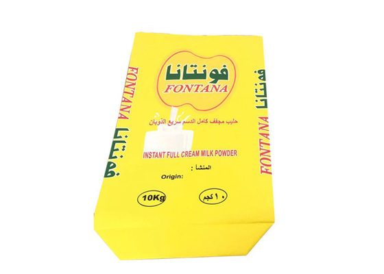 মিল্ক পাউডার প্যাকেজিংয়ের জন্য 20kg 25kg 3 লেয়ার পে লাইনযুক্ত মাল্টি ওয়াল পেপারের বস্তা