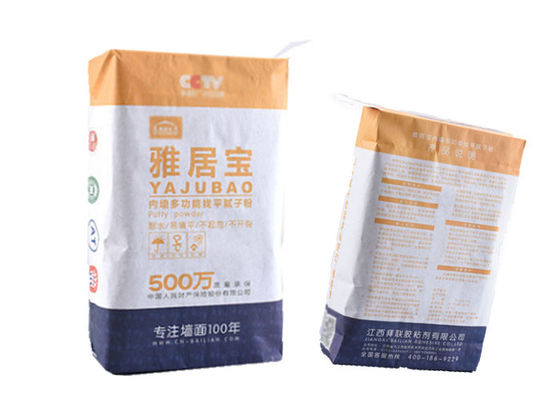 ল্যামিনেশনের অভ্যন্তরে পিই লাইনারের সাথে বড় ক্যাপাসিটি ভালভের ধরণের কাগজ ব্যাগগুলি 35 কেজি ফ্ল্যাট নীচে