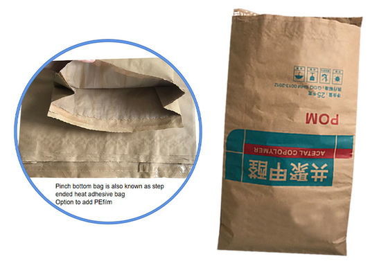 বায়োডেগ্রেডেবল ডাবল লেয়ার 60gsm খোলা মাউথ পেপার ব্যাগগুলি পিঞ্চ নীচে দিয়ে